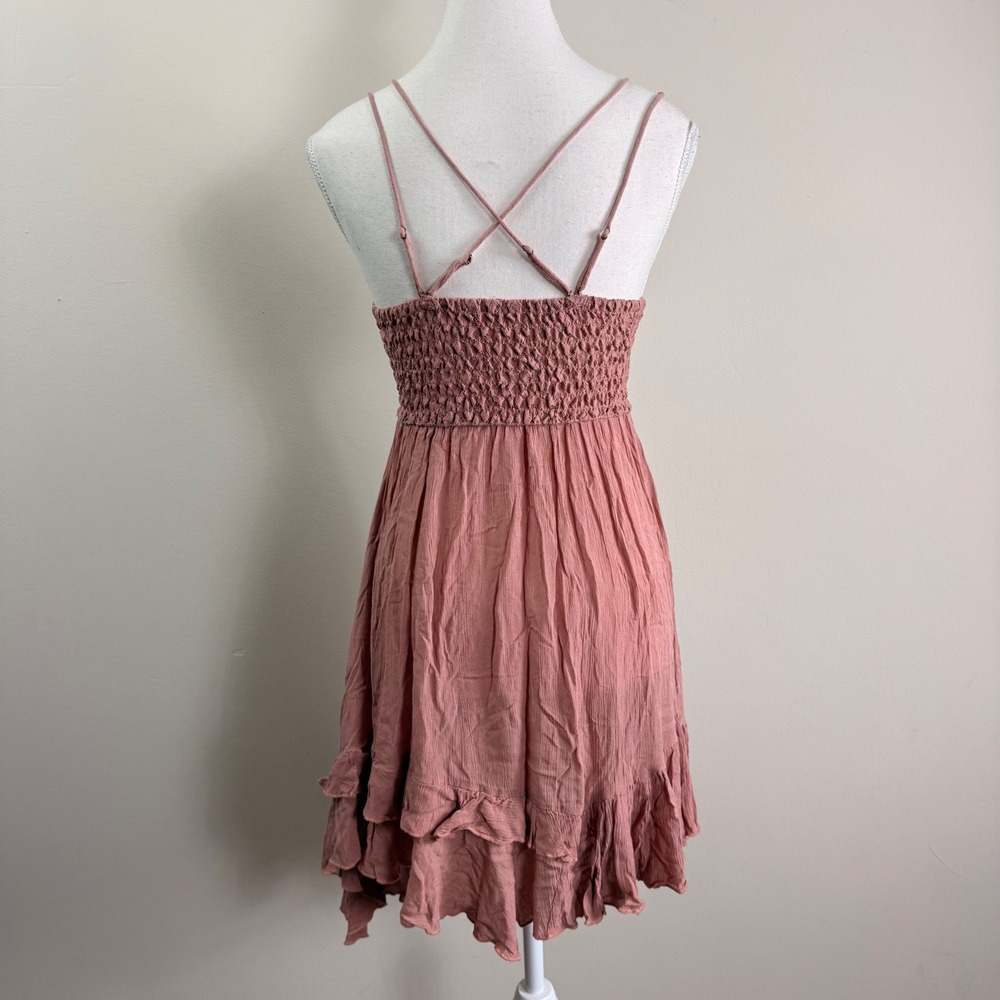Free People FP One Adella Slip Dress Dusty Rose Pink Lace Boho Mini Small NWT - Picture 3 of 9